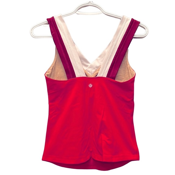 🦄🍋lululemon🍋🦄 *Rare* Vintage Tank Top | Red Burgundy & White | Size XS-S/2-6 - Picture 3 of 7